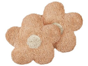 Set van 2 sierkussens SORREL Katoen 30 x 30 cm Perzikroze Bloem