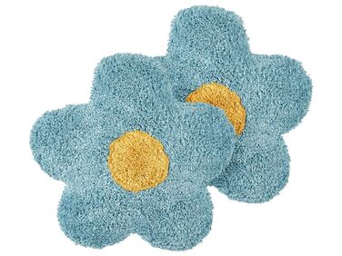 Set van 2 sierkussens SORREL Katoen 30 x 30 cm Blauw Bloem