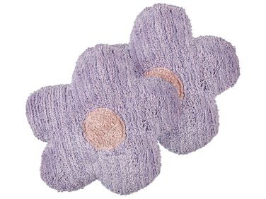 Set van 2 sierkussens SORREL Katoen 30 x 30 cm Paars Bloem