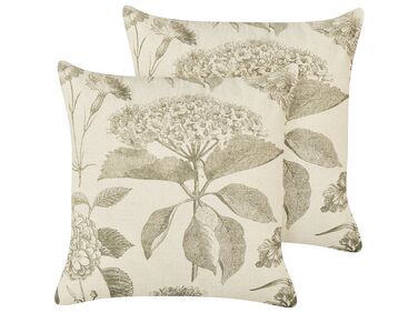 Set van 2 sierkussens ROSEMARY Katoen 45 x 45 cm Olijfgroen bloempatroon
