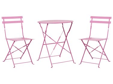 Bistro Set Folding FIORI Metal Pink