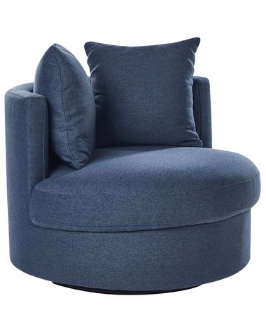 Swivel Armchair DALBY Fabric Dark Blue