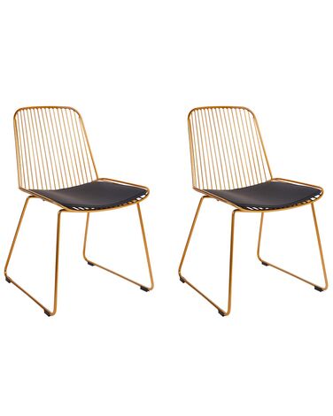 Set of 2 Dining Chairs PENSACOLA Metal Gold
