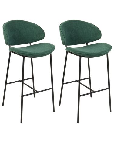 Set of 2 Bar Chairs KIANA Dark Green