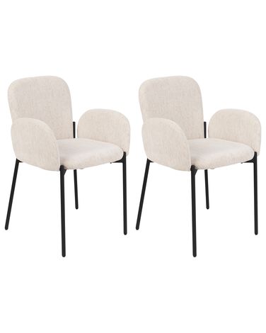 Set of 2 Dining Chairs ALBEE Fabric Beige