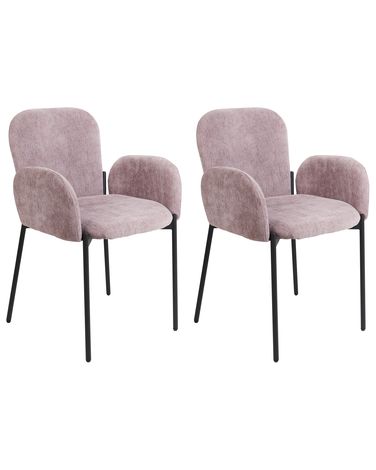 Set of 2 Dining Chairs ALBEE Fabric Pink