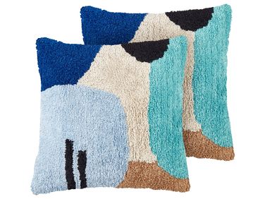 Set of 2 Decorative Cushions DAHLIA Cotton 45 x 45 cm Multicolour Geometric Pattern