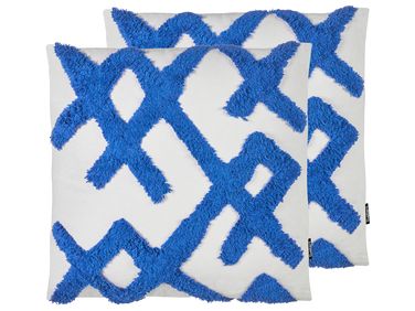 Set van 2 sierkussens HAZEL Katoen 45 x 45 cm Wit geometrisch patroon