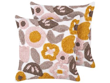 Set of 2 Decorative Cushions KANDIARO Cotton 45 x 45 cm Multicolour Floral Pattern