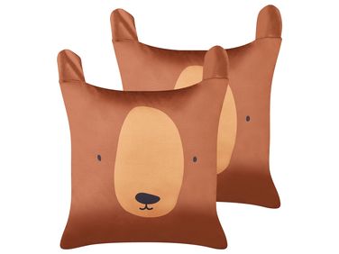 Set van 2 sierkussens TEDDYBEAR Katoen 45 x 45 cm Bruin
