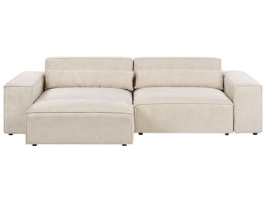 Modulaire bank 3-zits HELLNAR Fluweel Lichtbeige met ottomaan