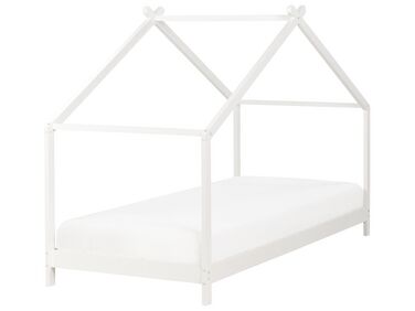 Kids Bed House Pine Wood ORLU 90 x 200 cm (EU Single) White