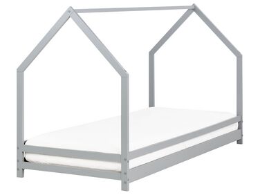 Kids Bed House Pine Wood APPY 90 x 200 cm (EU Single) Grey