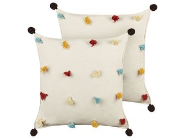 Set van 2 sierkussens FUSSEL Katoen 45 x 45 cm Lichtbeige