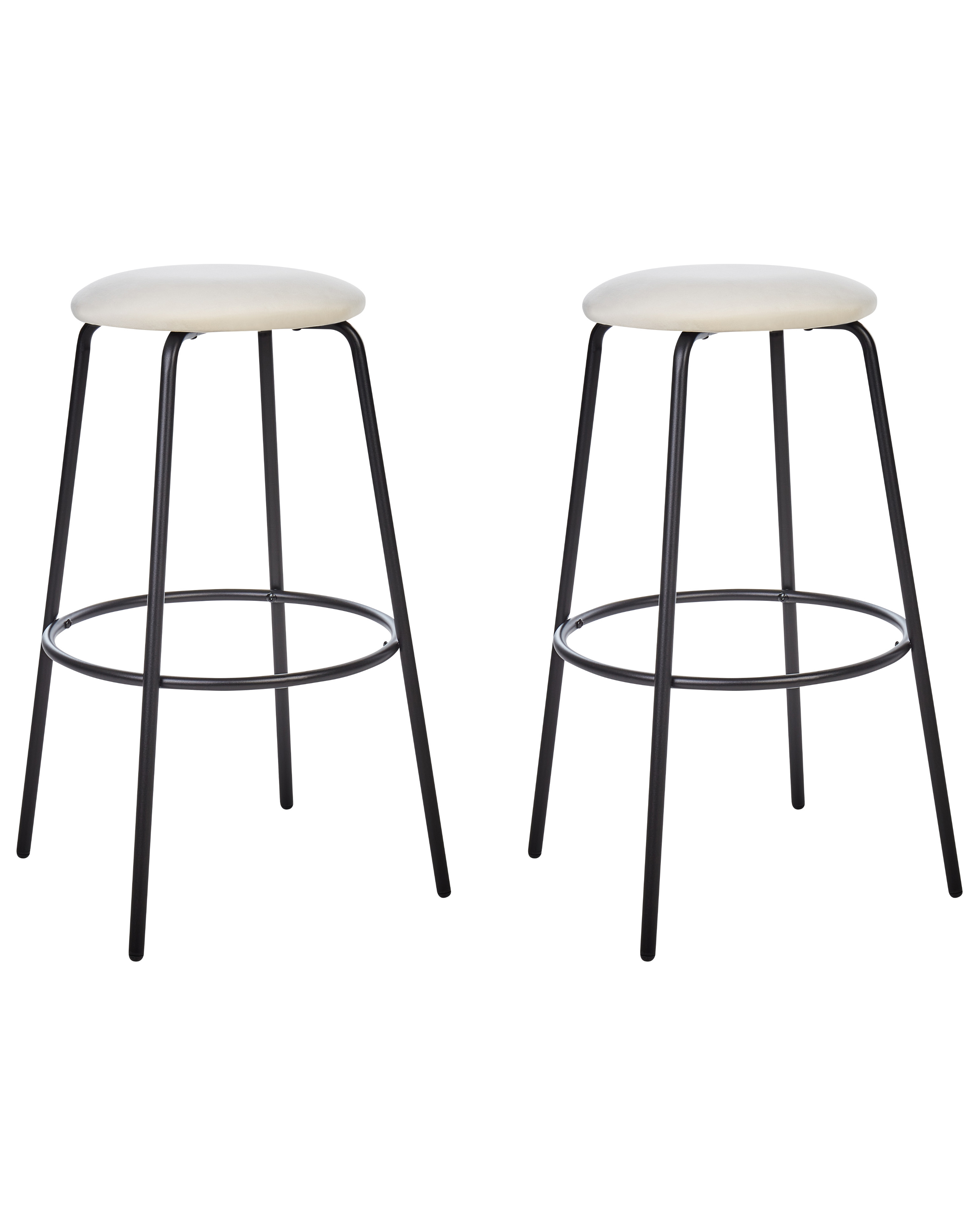 Set of 2 Bar Chairs MORTON Velvet Off-White