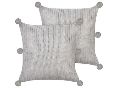 Set van 2 sierkussens OCOTEA Katoen 45 x 45 cm Grijs effen