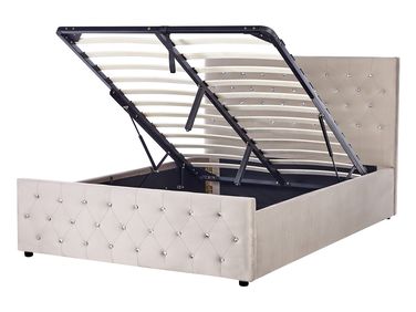 Ottoman Bed Velvet AMIENS 140 x 200 cm (EU Double) Taupe