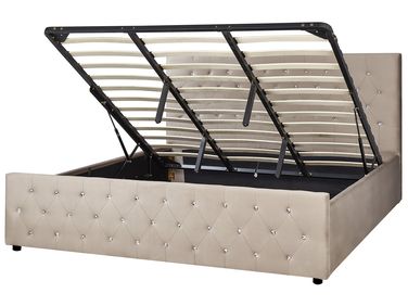 Ottoman Bed Velvet AMIENS 180 x 200 cm (EU Super King) Taupe
