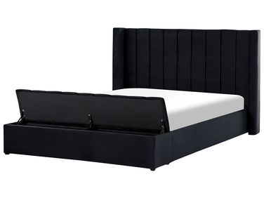 Waterbed with Storage Bench Velvet NOYERS 180 x 200 cm (EU Super King) Black