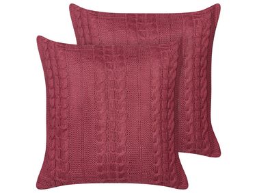 Set van 2 sierkussens CADETIA Katoen 45 x 45 cm Bordeauxrood effen