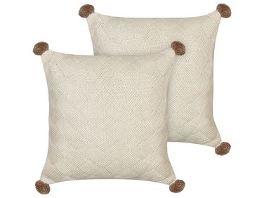 Set van 2 sierkussens OBERONIA Katoen 45 x 45 cm Beige effen