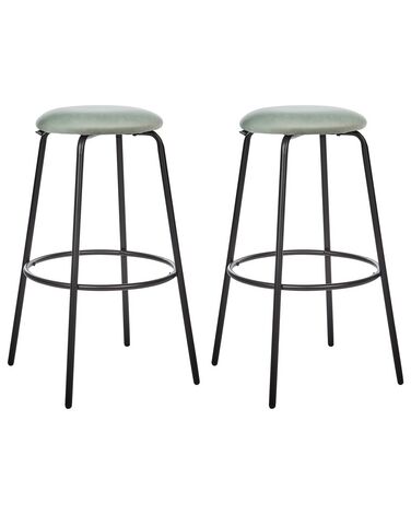 Set of 2 Bar Stools MORTON Velvet Mint Green