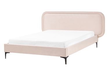 Bed Velvet SUZETTE 140 x 200 cm (EU Double) Light Beige