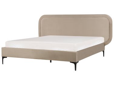 Bed Velvet SUZETTE 140 x 200 cm (EU Double) Beige