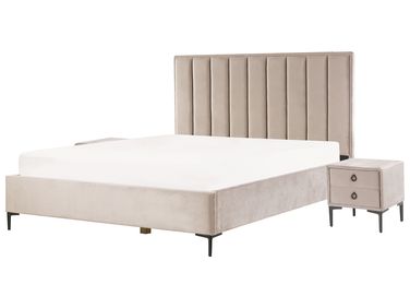 Slaapkamerset Fluweel SEZANNE 180 x 200 cm Taupe