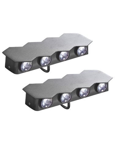 Set van 2 LED wandlampen voor buiten WELDON Zwart