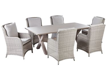Tuinset 6-zits CASCAIS met kussens PE rotan Beige