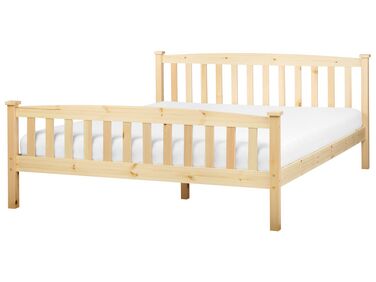 Bed Pine Wood GIVERNY 160 x 200 cm (EU King Size) Light Brown