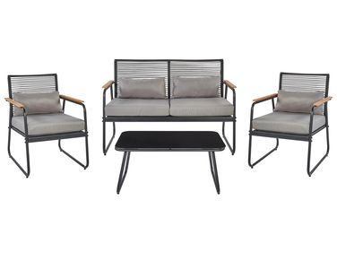 Garden Lounge Set with Table 4 Seater POMONTE Metal Black