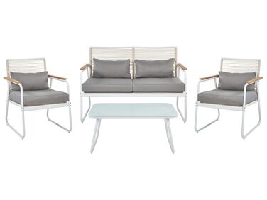Garden Lounge Set with Table 4 Seater POMONTE Metal White