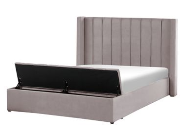 Bed with Storage Bench Velvet NOYERS 140 x 200 cm (EU Double) Grey