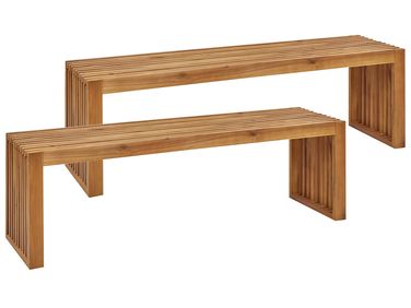 Set van 2 tuinbanken SULZANO 150 cm Acaciahout Bruin