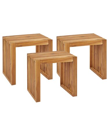 Set van 3 tuinkrukken BELLANO Acaciahout Bruin