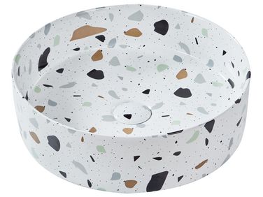 Wastafel voor aanrechtblad NULES ⌀ 40 cm Keramiek Wit terrazzo