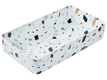 Wastafel voor aanrechtblad NULES 51 x 34 cm Keramiek Wit terrazzo