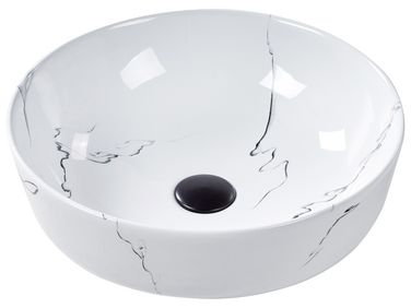Wastafel voor aanrechtblad HOPI ⌀ 42 cm Keramiek Wit marmer