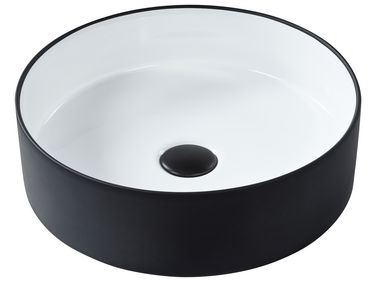 Wastafel voor aanrechtblad TEBAR ⌀ 40 cm Keramiek Zwart/wit