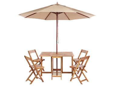 Tuinset 4-zits FRASSINE met parasol (12 opties) Acaciahout Natuurlijk