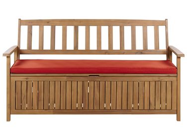 Tuinbank met zitkussen SOVANA 160 cm met opbergruimte Acaciahout Rood