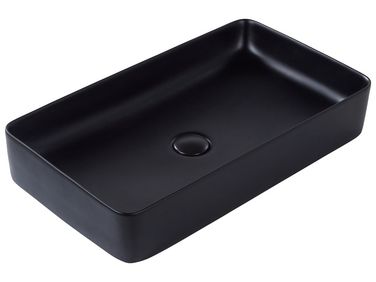 Wastafel voor aanrechtblad ULUA 61 x 35 cm Keramiek Zwart