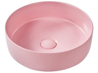 Wastafel voor aanrechtblad GUDAR ⌀ 37 cm Keramiek Roze