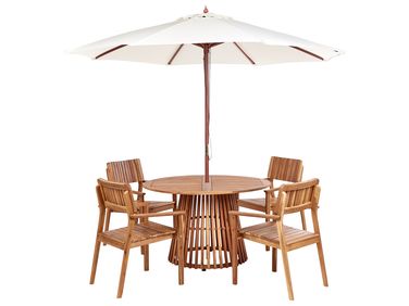 Tuinset 4-zits AGELLO met parasol (12 opties) Acaciahout Bruin