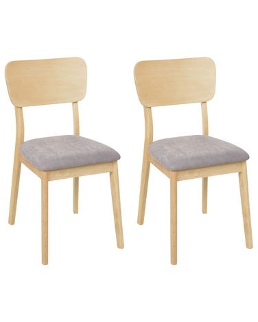 Set of 2 Dining Chairs MINIER Wood Light Brown/ Grey