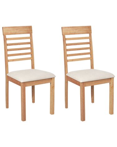 Set of 2 Dining Chairs ORTLEY Wood Light Brown/ Beige