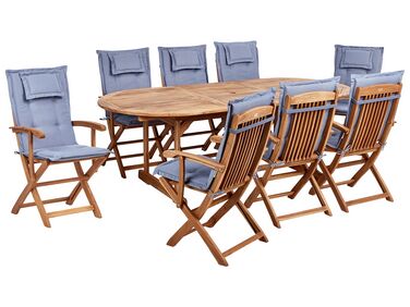 Tuinset 8-zits MAUI II met kussens Acaciahout Blauw