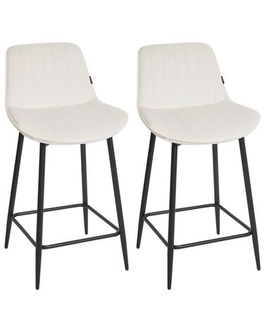 Set of 2 Bar Chairs DUBROVNIK Velvet Light Beige